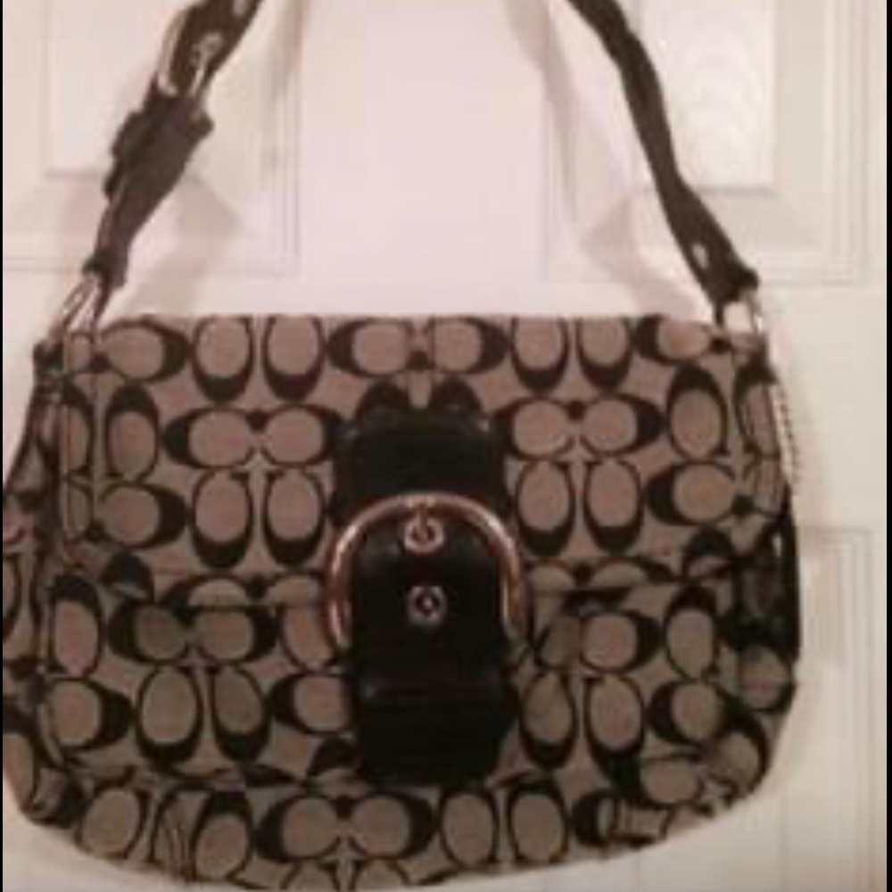 Coach purse with leather braided handles